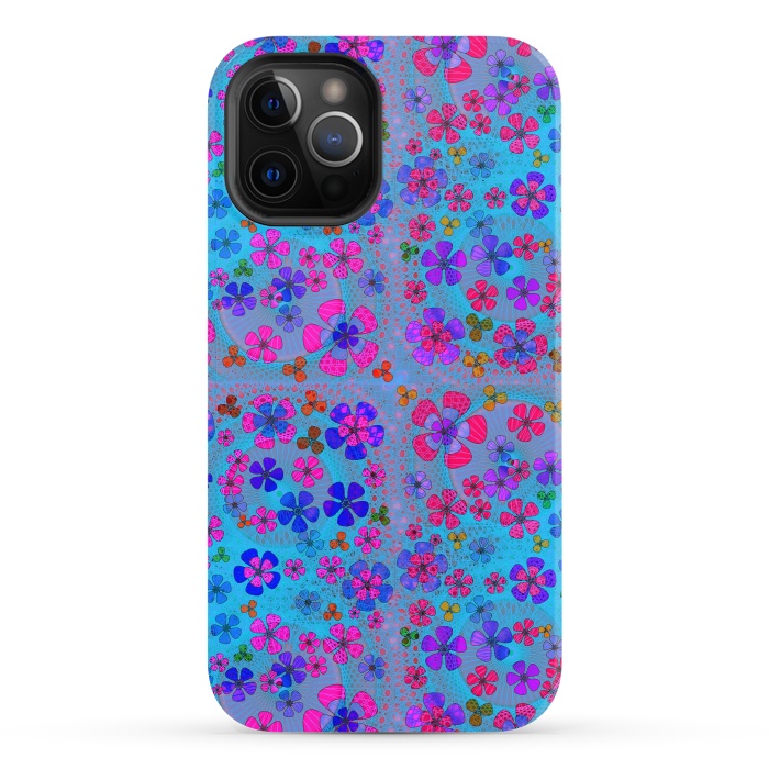iPhone 12 Pro StrongFit psychedelic flowers in summer by ArtsCase