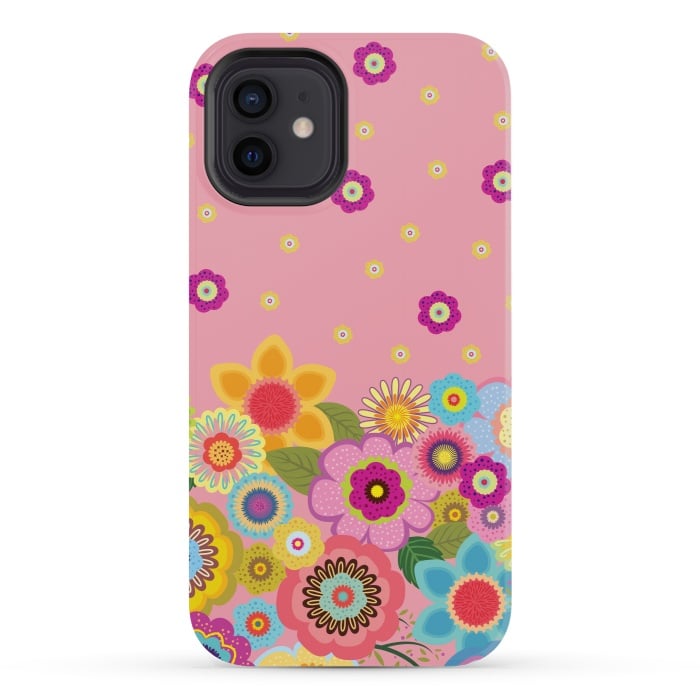 iPhone 12 mini StrongFit assorted spring flowers by ArtsCase