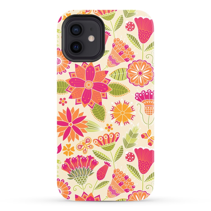iPhone 12 StrongFit geometric colored flowers by ArtsCase
