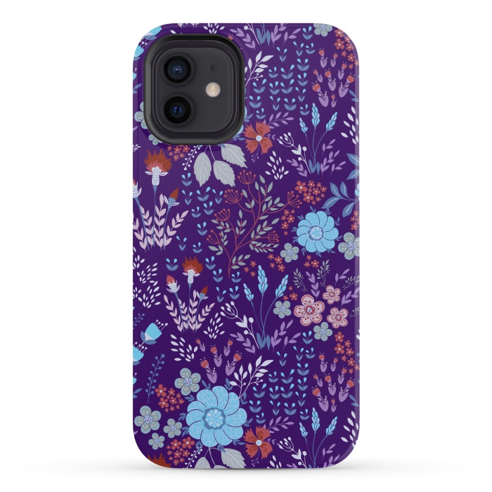 iPhone 12 mini StrongFit tiny flowers in cold colors by ArtsCase