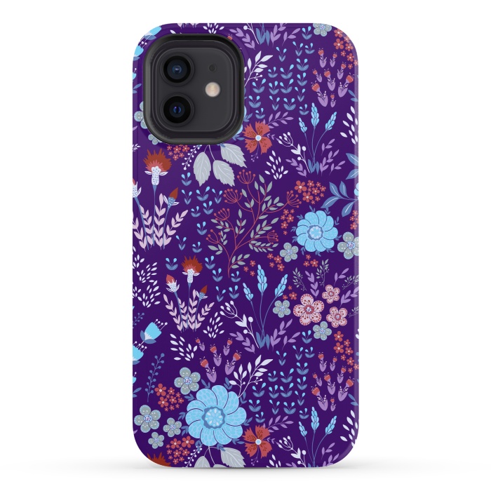 iPhone 12 StrongFit tiny flowers in cold colors by ArtsCase