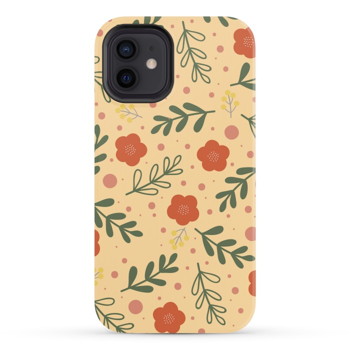 iPhone 12 StrongFit orange flowers for october by ArtsCase
