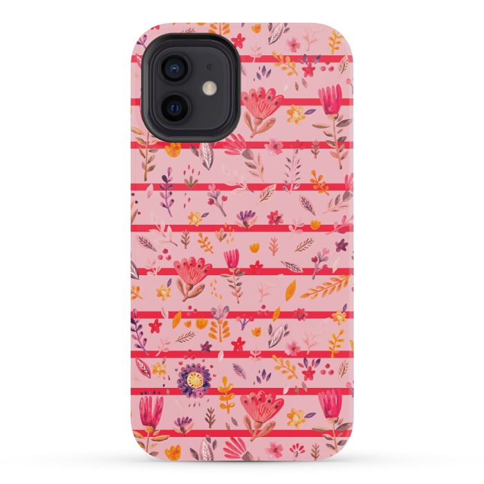 iPhone 12 mini StrongFit stripes vs flowers for autumn by ArtsCase