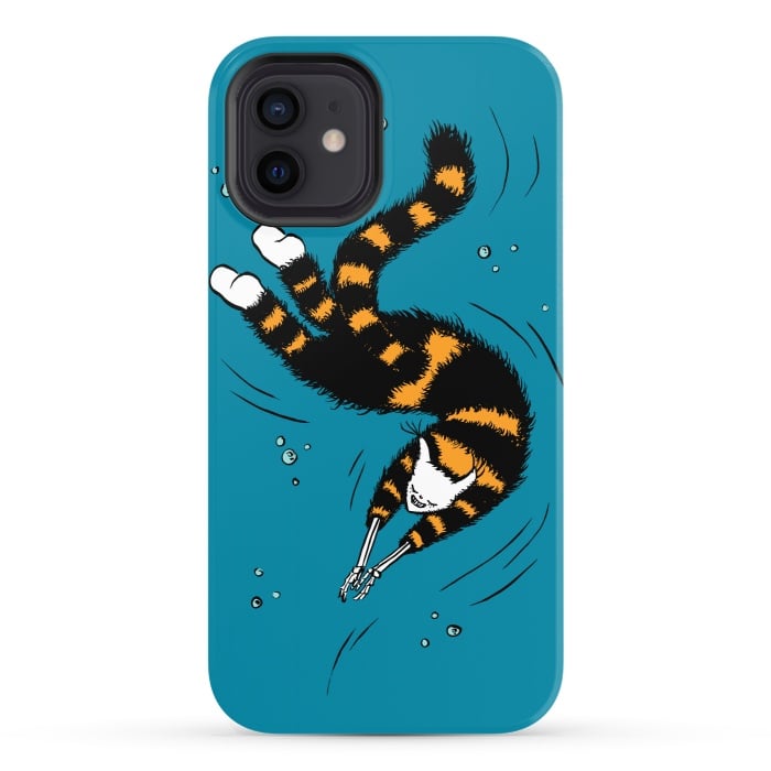 Funny Cat Creature With Skeleton Hands Swimming