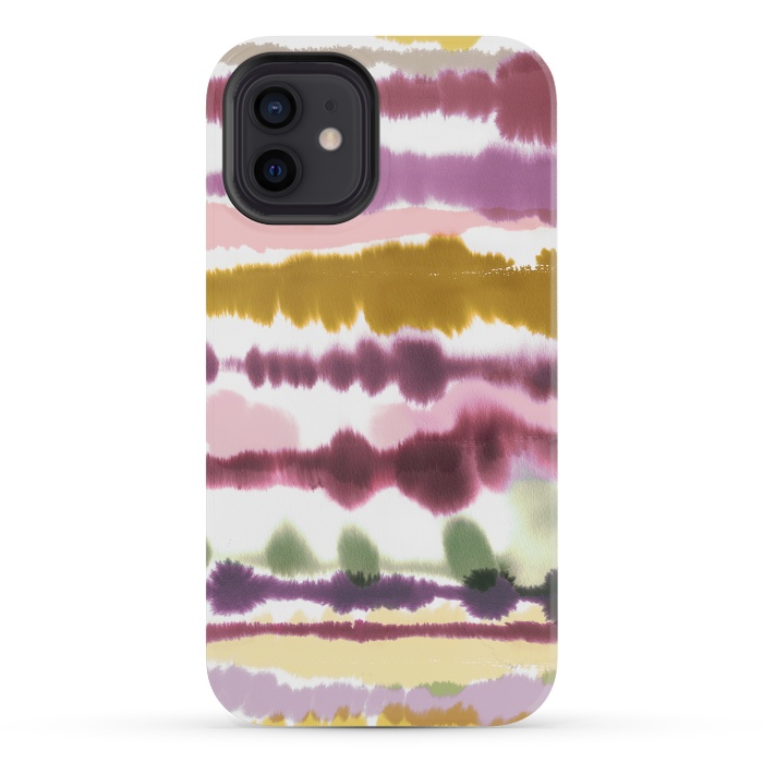 iPhone 12 mini StrongFit Soft Watercolor Lines Gold by Ninola Design