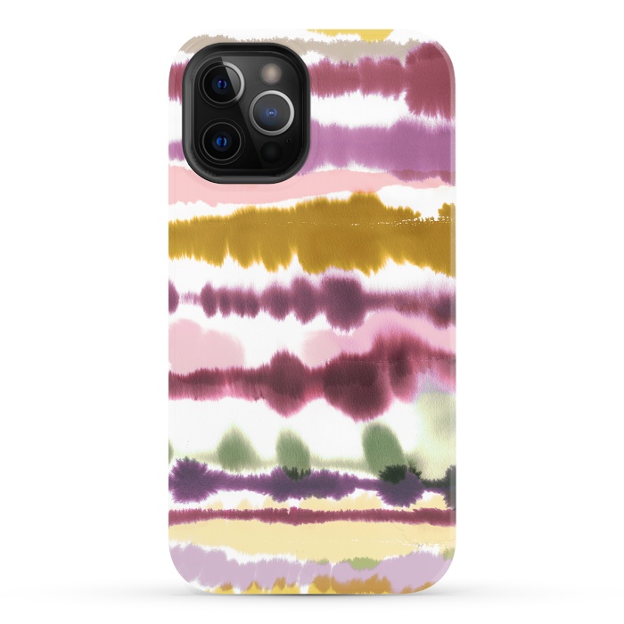 iPhone 12 Pro StrongFit Soft Watercolor Lines Gold by Ninola Design