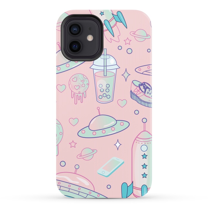 iPhone 12 StrongFit Galaxy space babe pastel goth kawaii pattern by Luna Elizabeth Art