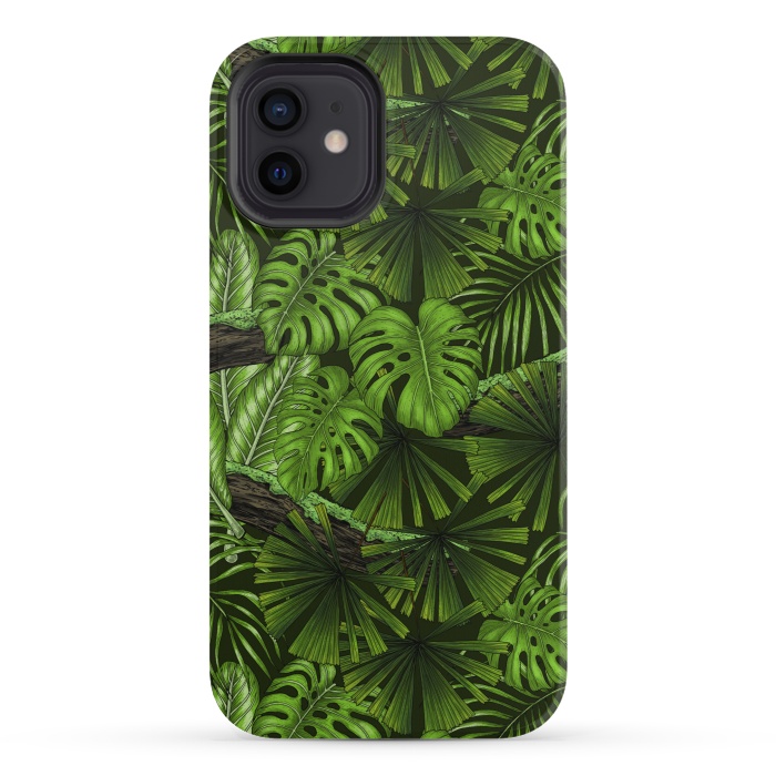 iPhone 12 mini StrongFit Jungle leaves by Katerina Kirilova