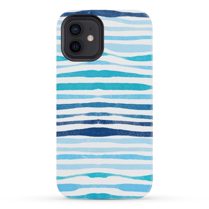 iPhone 12 mini StrongFit blue waves lines by MALLIKA
