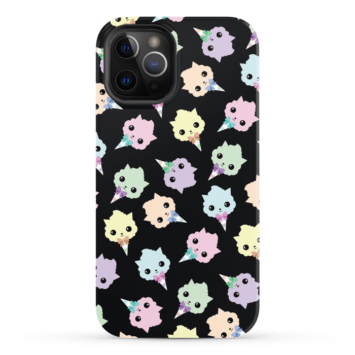 iPhone 12 Pro StrongFit Cotton candy cat pattern by Laura Nagel