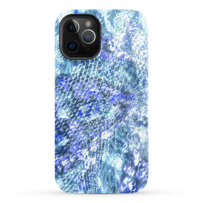 iPhone 12 Pro StrongFit Blue watercolor snake skin pattern by Oana 