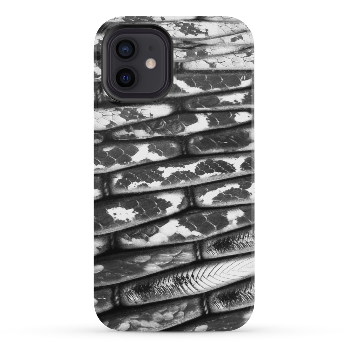 iPhone 12 mini StrongFit Black and white snake skin pattern by Oana 