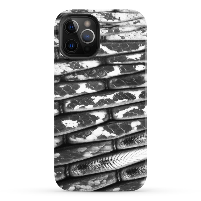iPhone 12 Pro StrongFit Black and white snake skin pattern by Oana 