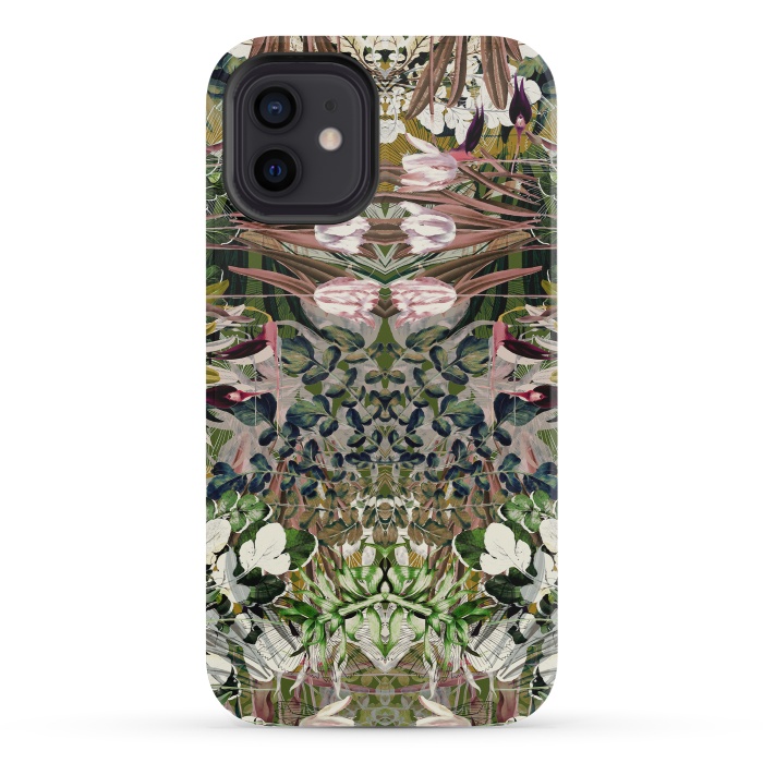 iPhone 12 mini StrongFit Vintage tulips and foliage botanical pattern by Oana 