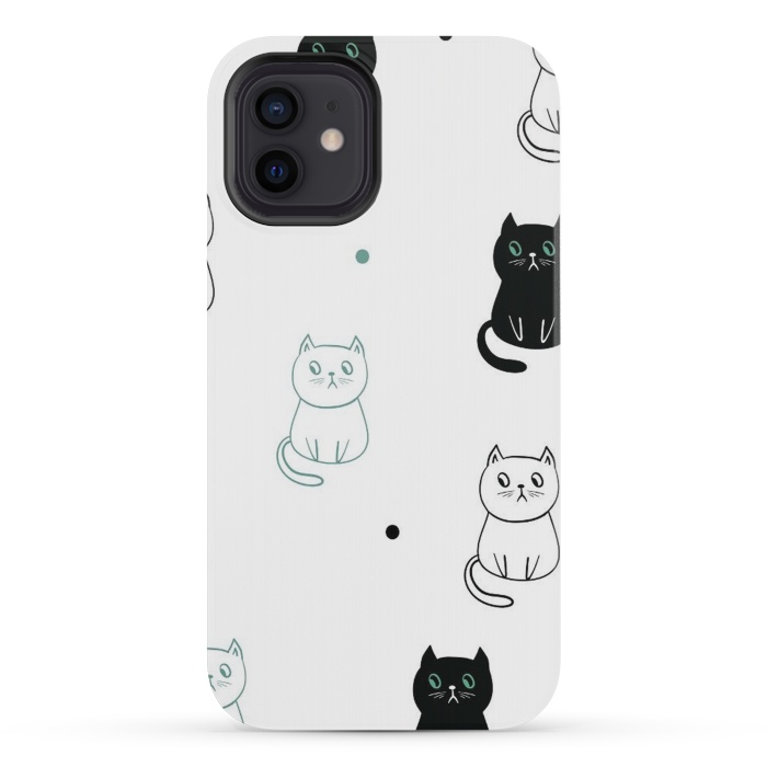 iPhone 12 mini StrongFit minimal cats by haroulita