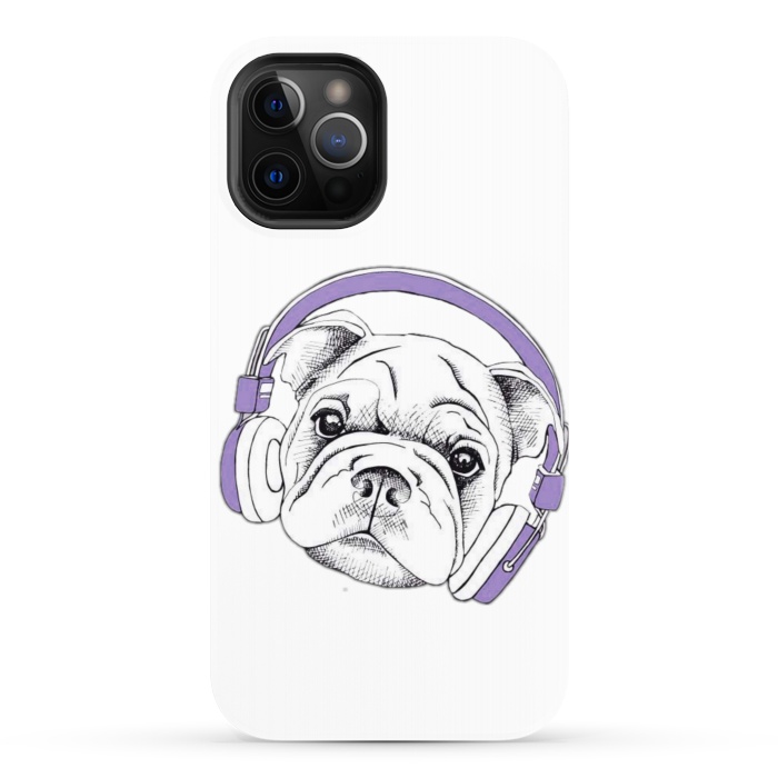 iPhone 12 Pro StrongFit french bulldog listening music by haroulita