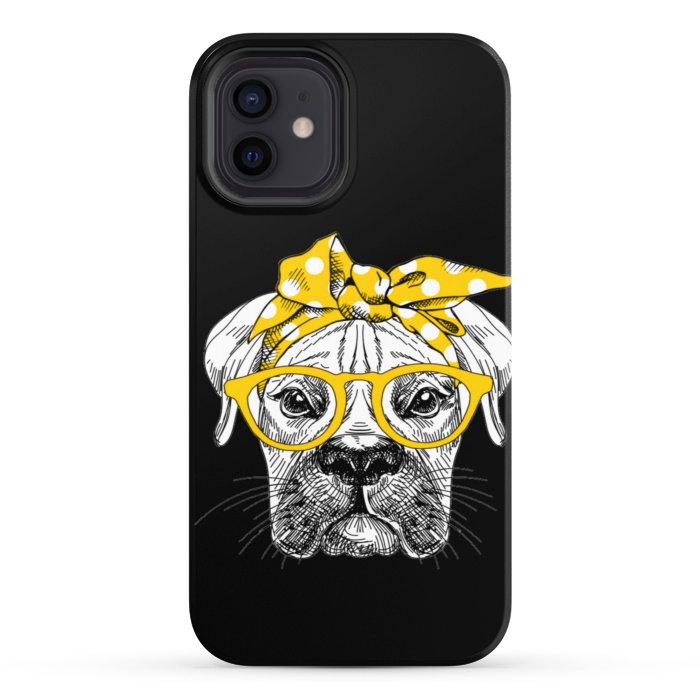 iPhone 12 StrongFit cute dog with glasses by haroulita