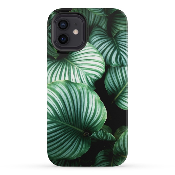 iPhone 12 mini StrongFit tropical leaves by haroulita