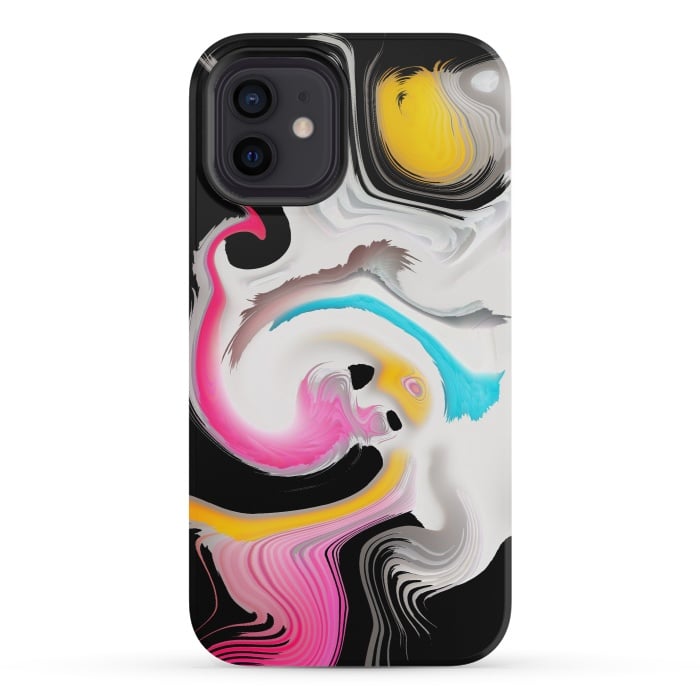 iPhone 12 mini StrongFit fluid art waves by haroulita