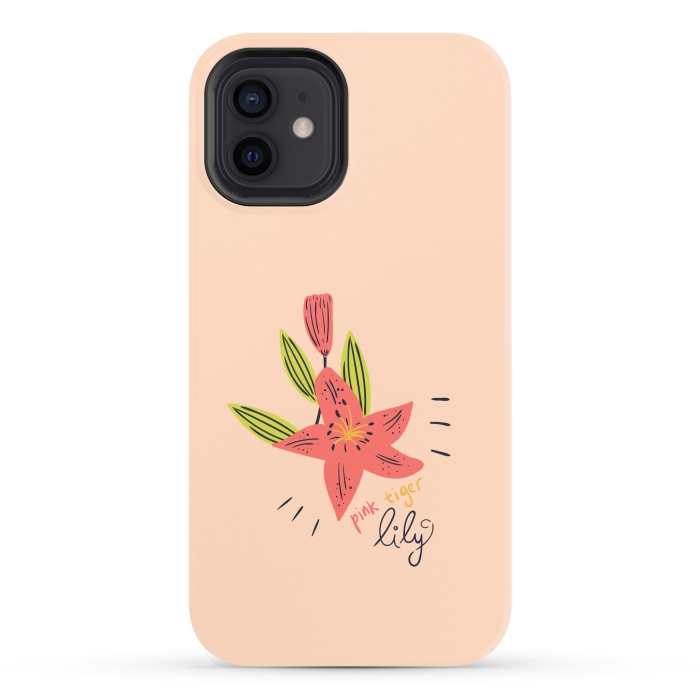 iPhone 12 StrongFit pink tiger lily flowers by Lovi Dianti
