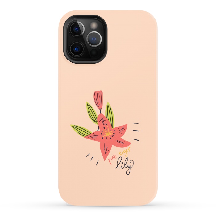 iPhone 12 Pro StrongFit pink tiger lily flowers by Lovi Dianti