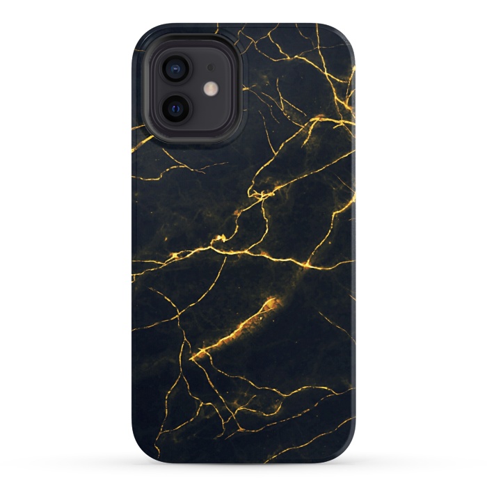 iPhone 12 StrongFit Gold & black marble by Jms