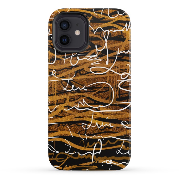 iPhone 12 mini StrongFit Gold text writing abstract art case by Josie