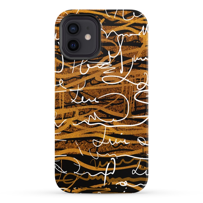 iPhone 12 StrongFit Gold text writing abstract art case by Josie