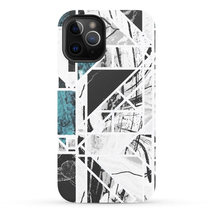 iPhone 12 Pro StrongFit Ink brushed marble tiles by Oana 