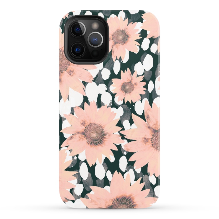 iPhone 12 Pro StrongFit Pink flower petals and paint dots by Oana 