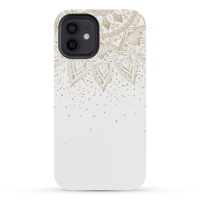 iPhone 12 mini StrongFit Elegant Gold Mandala Confetti Design by InovArts