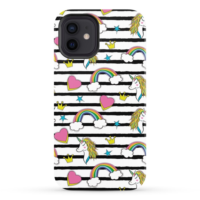 iPhone 12 StrongFit Unicorns Rainbows and Hearts by ArtsCase