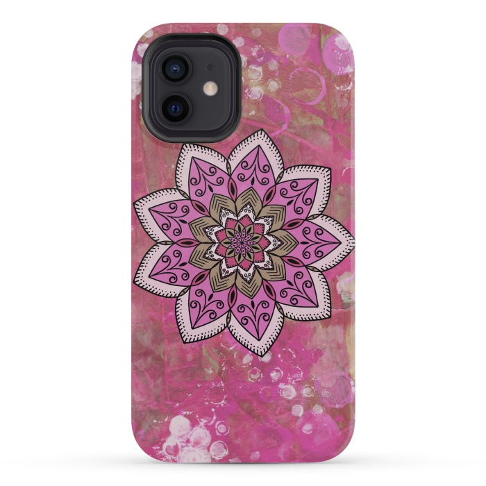 iPhone 12 mini StrongFit Pink mandala by Winston