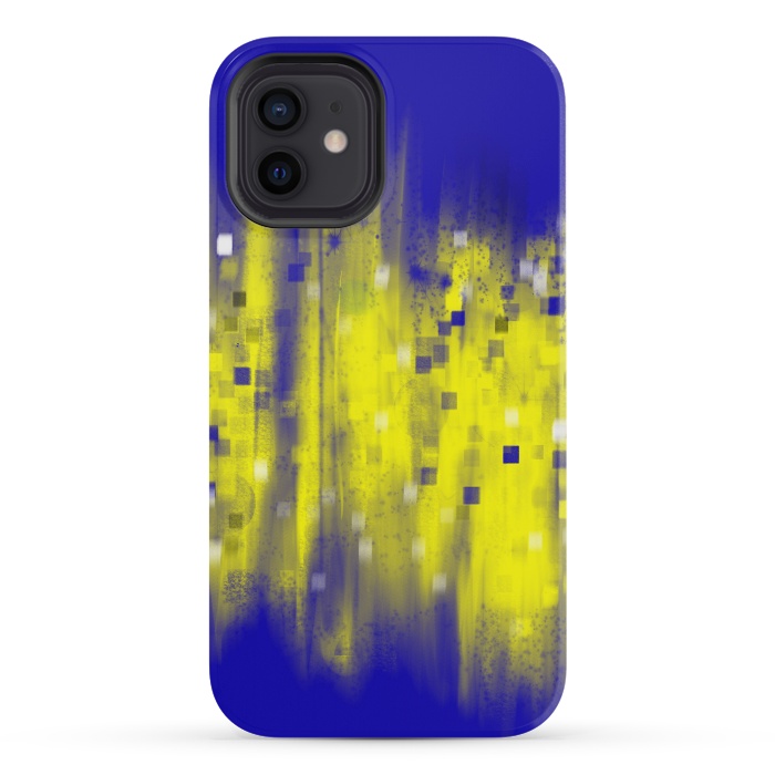 iPhone 12 mini StrongFit Color blue yellow abstract art by Josie