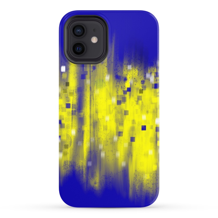 iPhone 12 StrongFit Color blue yellow abstract art by Josie