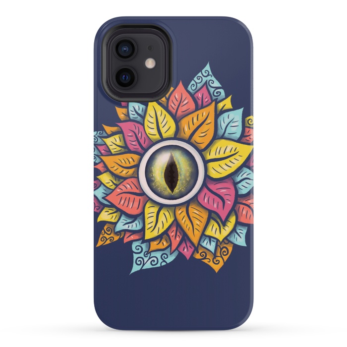 iPhone 12 mini StrongFit Colorful Reptile Eye Flower Fun Weird Digital Art by Boriana Giormova