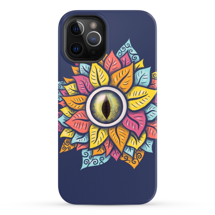 iPhone 12 Pro StrongFit Colorful Reptile Eye Flower Fun Weird Digital Art by Boriana Giormova