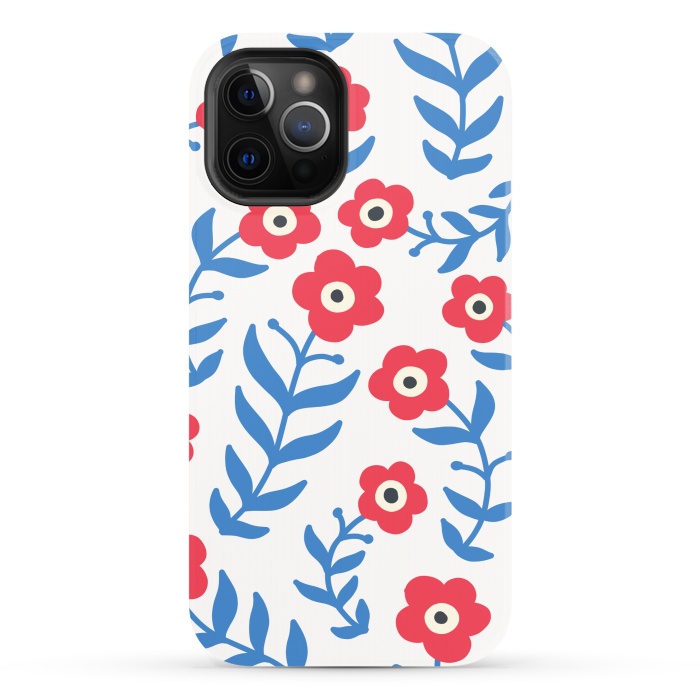 iPhone 12 Pro StrongFit Red flowers and blue leaves by Winston