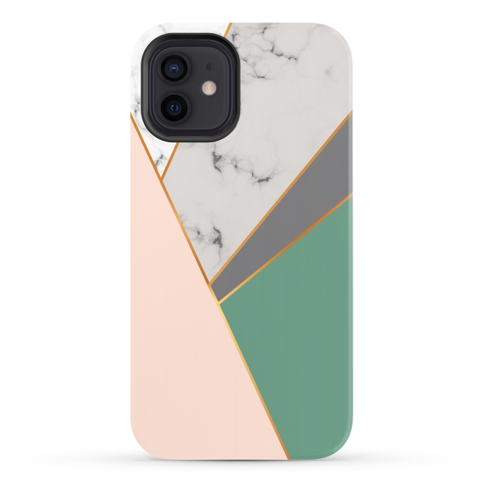iPhone 12 StrongFit Modern Geometric Design with golden lines by ArtsCase