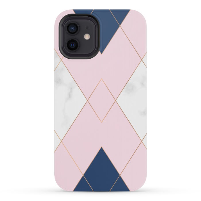 iPhone 12 mini StrongFit Triangles on marbled design by ArtsCase
