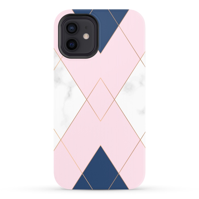 iPhone 12 StrongFit Triangles on marbled design by ArtsCase