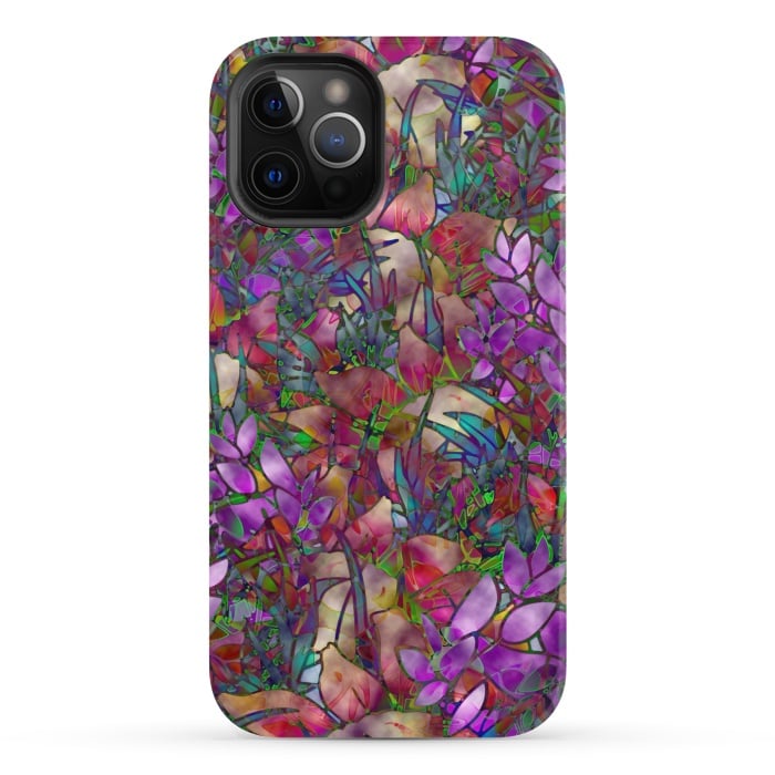 iPhone 12 Pro Max StrongFit Floral Abstract Stained Glass G175 by Medusa GraphicArt