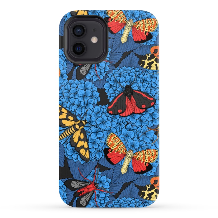 iPhone 12 StrongFit Moths on blue hydrangea by Katerina Kirilova