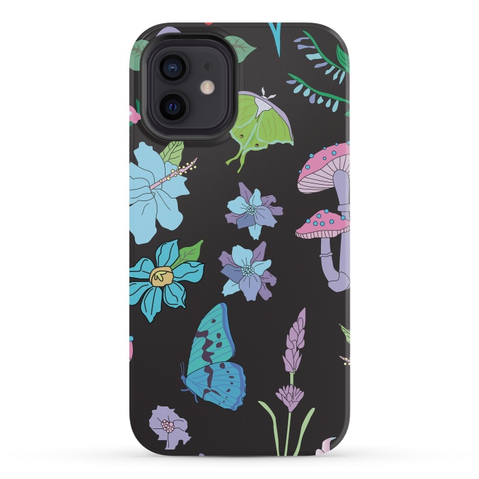 iPhone 12 mini StrongFit Garden Witch Pastel Mushrooms, Flowers, Butterflies by Luna Elizabeth Art