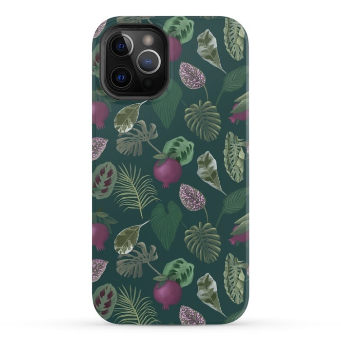 iPhone 12 Pro StrongFit Pomegranates & Palm Leaves by Tishya Oedit