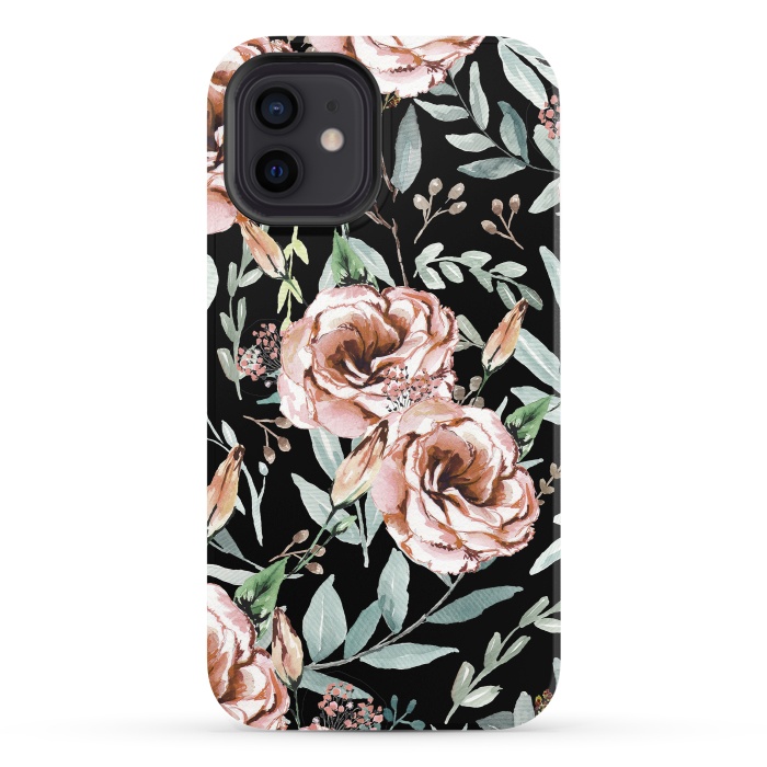iPhone 12 StrongFit Floral Explosion Black by Anis Illustration