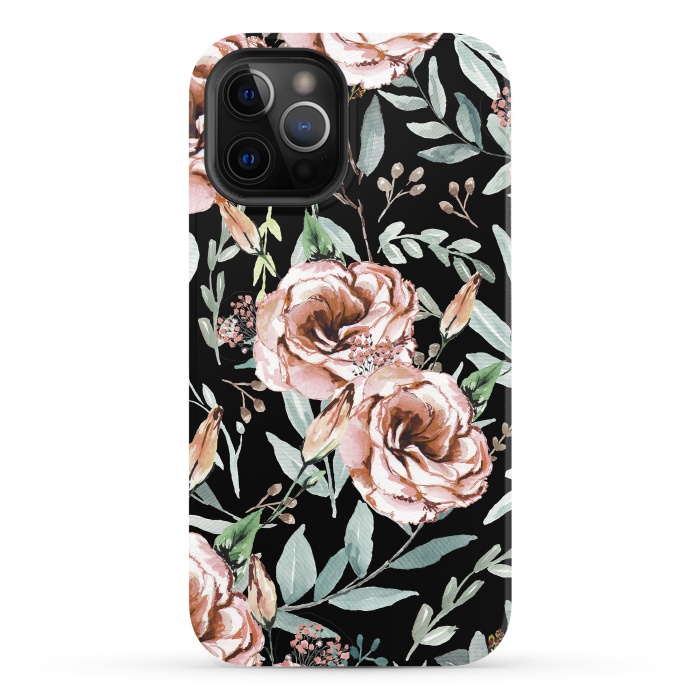 iPhone 12 Pro StrongFit Floral Explosion Black by Anis Illustration