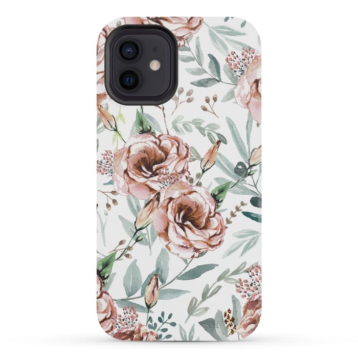 iPhone 12 mini StrongFit Floral Explosion White by Anis Illustration