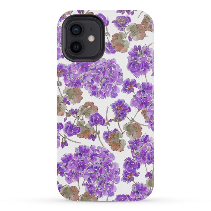 iPhone 12 mini StrongFit Purple Geranium by Anis Illustration