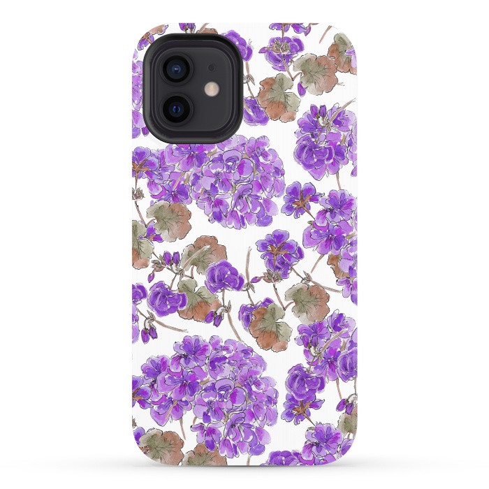 iPhone 12 StrongFit Purple Geranium by Anis Illustration